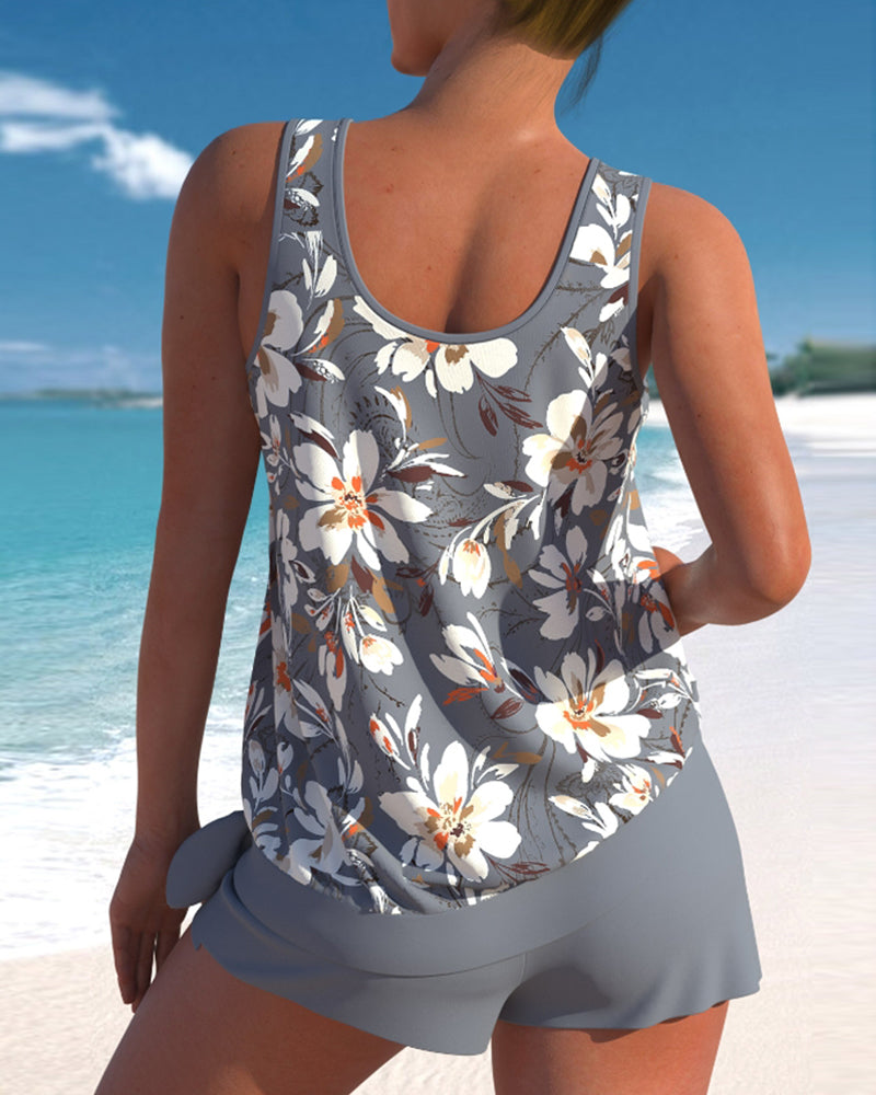 Versatile casual printed tankini