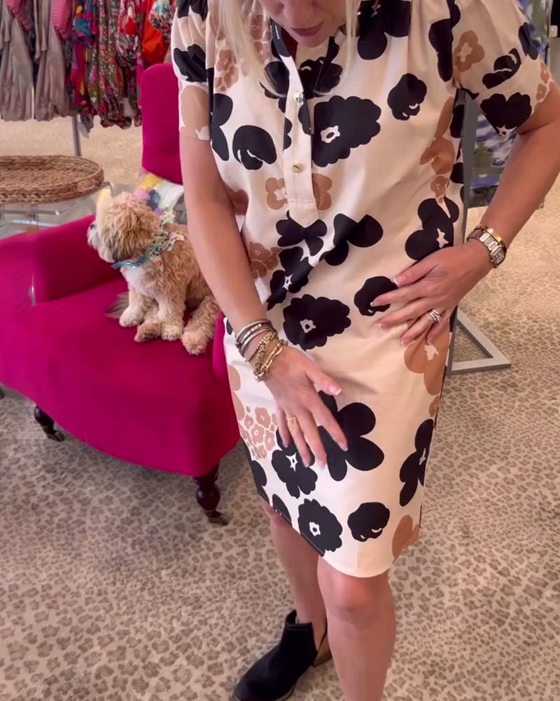 Casual lapel floral dress