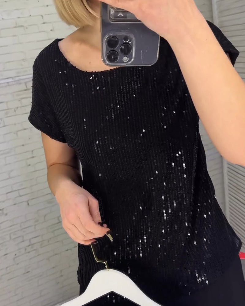 Women's short-sleeved sequin blouses