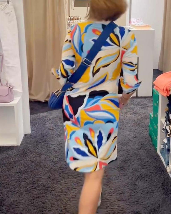 Contrast print pocket dress