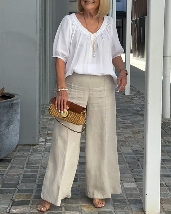 V-Neck Casual Lazy Trousers Set