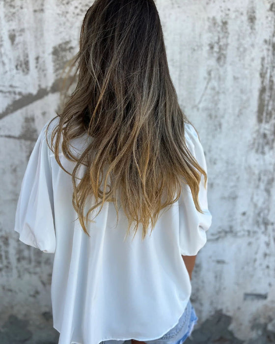 Casual Fashion Short Sleeve Solid Color Blouse