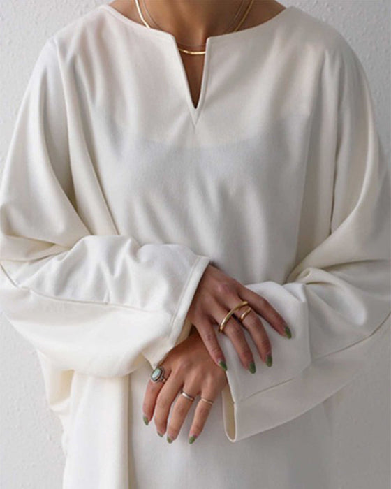 Loose v-neck solid color top