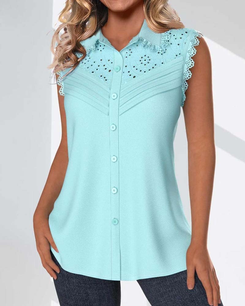 Elegant Lapel Sleeveless Top