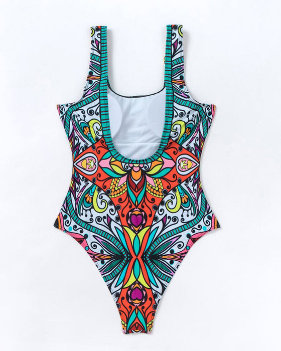 One-piece Beach Floral Print Swimsuit