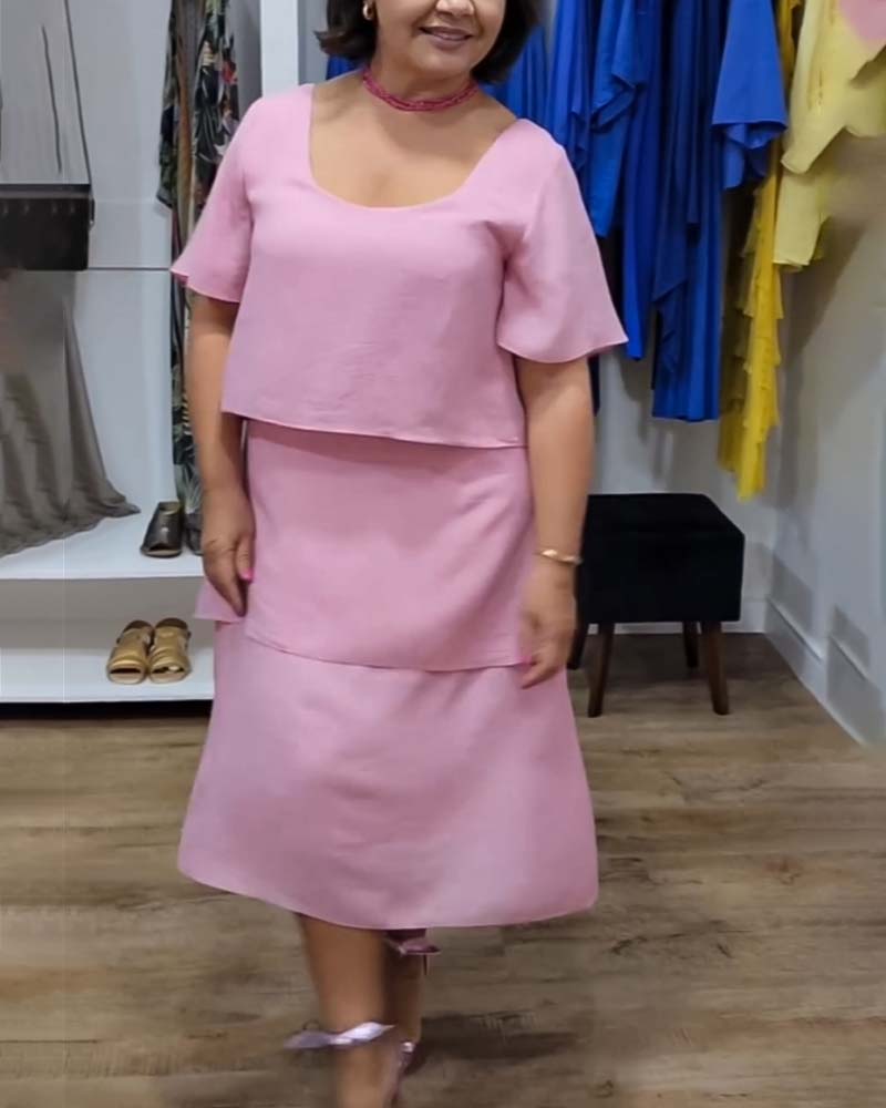 Round neck patchwork dress