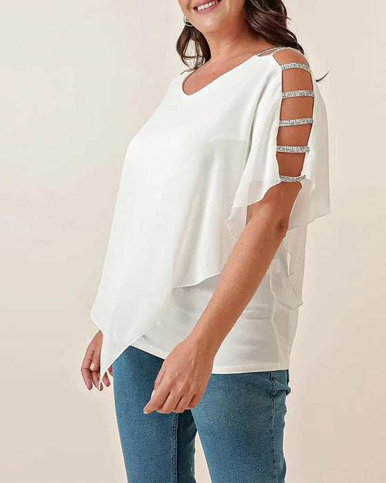 Solid color loose hollow top