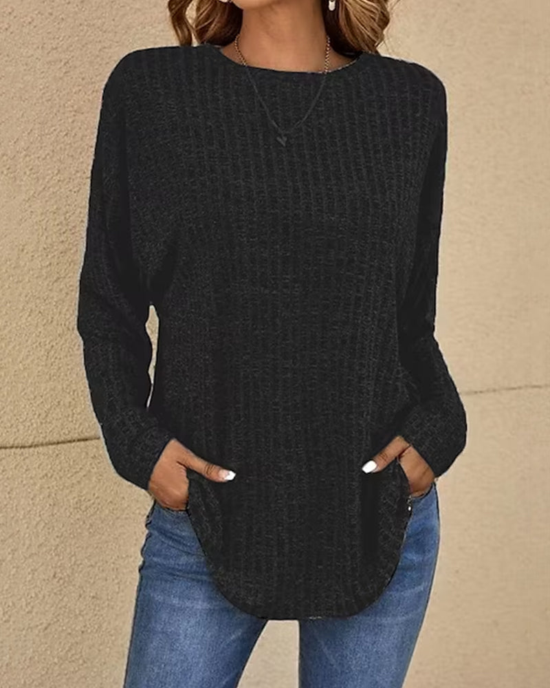 Round Neck Solid Color Top