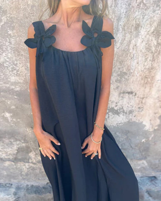 Sleeveless Solid Color Fashionable Long Dress