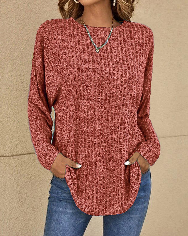 Round Neck Solid Color Top