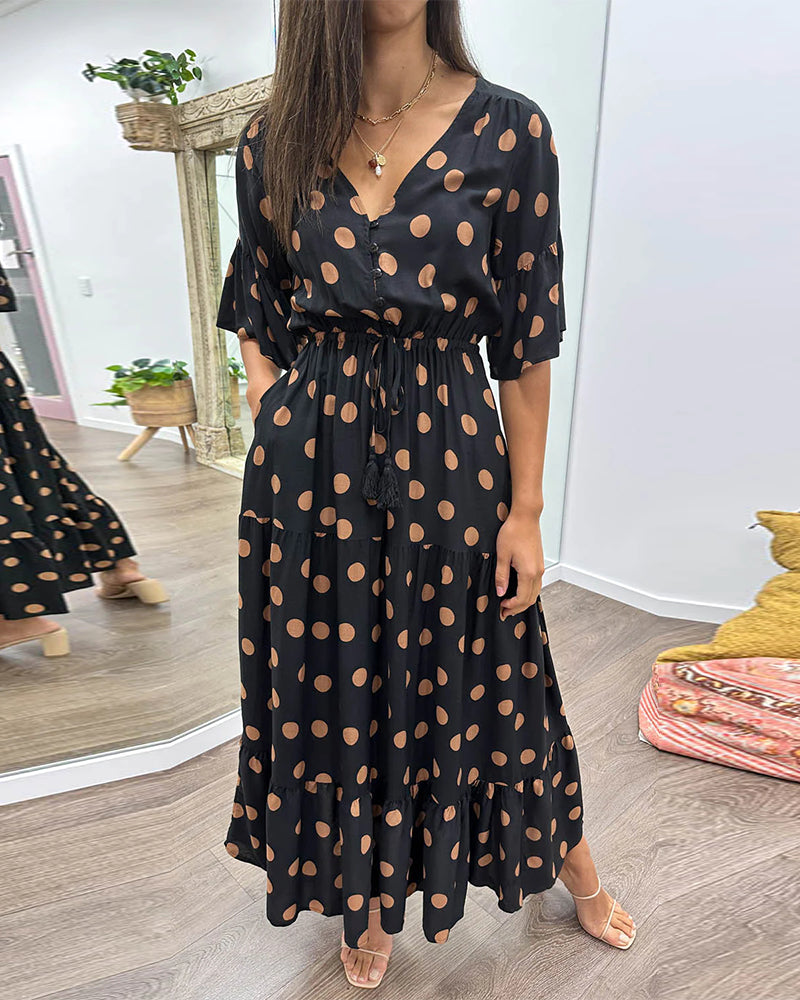 Casual polka dot strappy dress