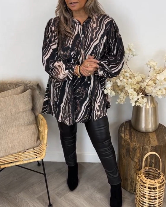 Retro style long-sleeved blouse