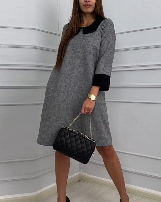 Casual Pocket Dress with Peter Pan Collar