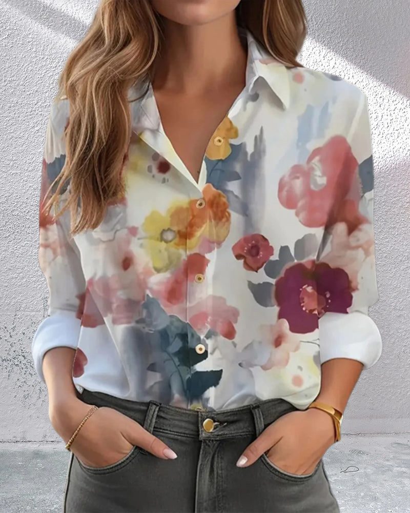 Elegant shirt with colorful floral print
