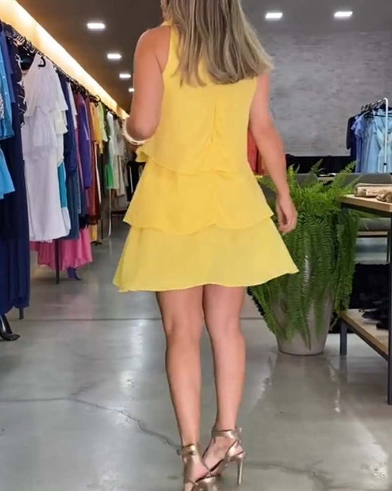 Sleeveless double layer ruffle dress