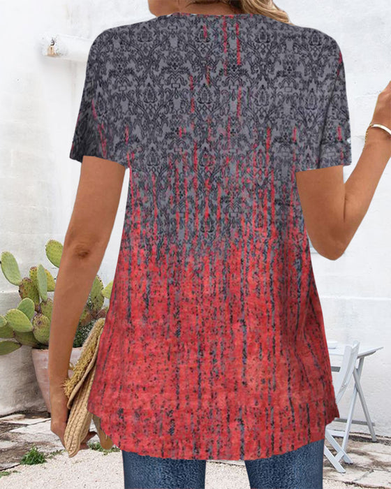 Fake Two-Piece Short-Sleeved Irregular Blouse