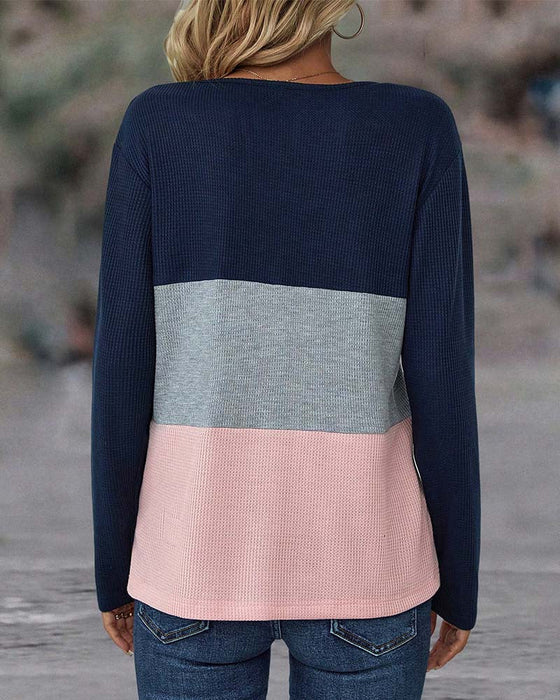 V-neck colour block top