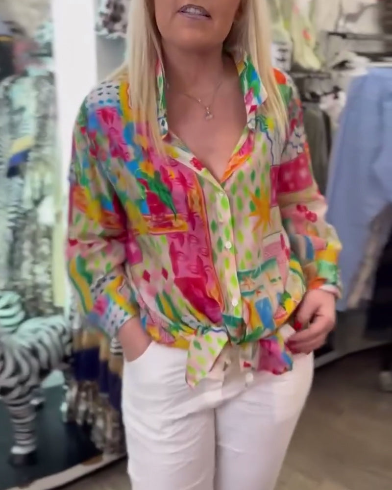 Colorful Stylish Lapel Shirt