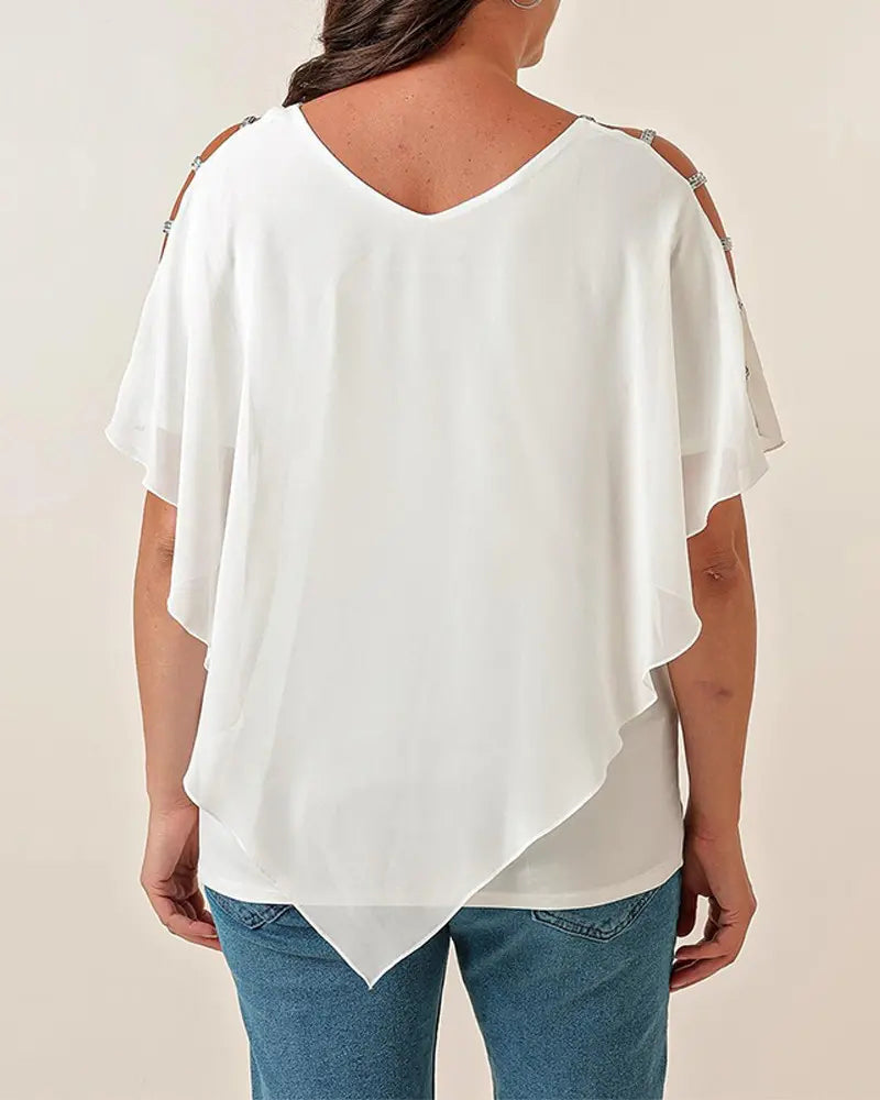 Solid color loose hollow top