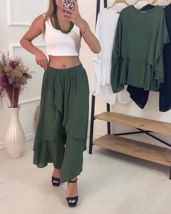 Irregular patchwork solid color casual pants