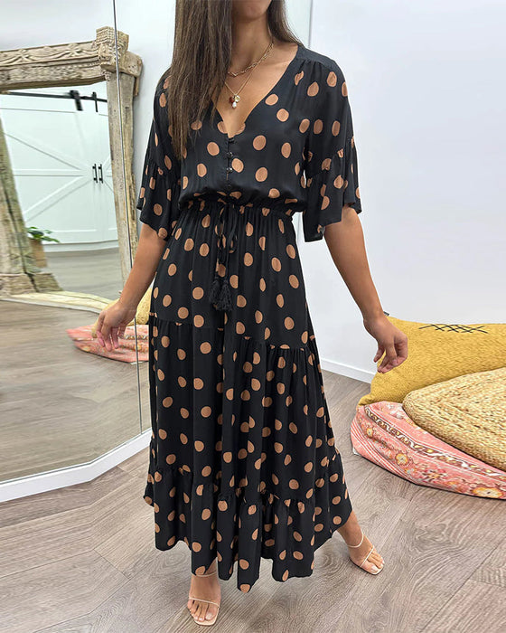 Casual polka dot strappy dress