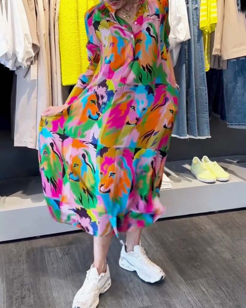 Color-printed pockets dress