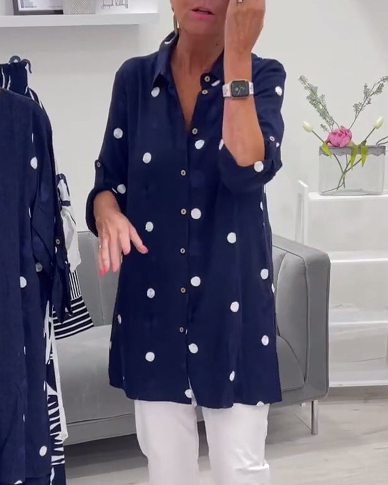 Casual dot print lapel shirt