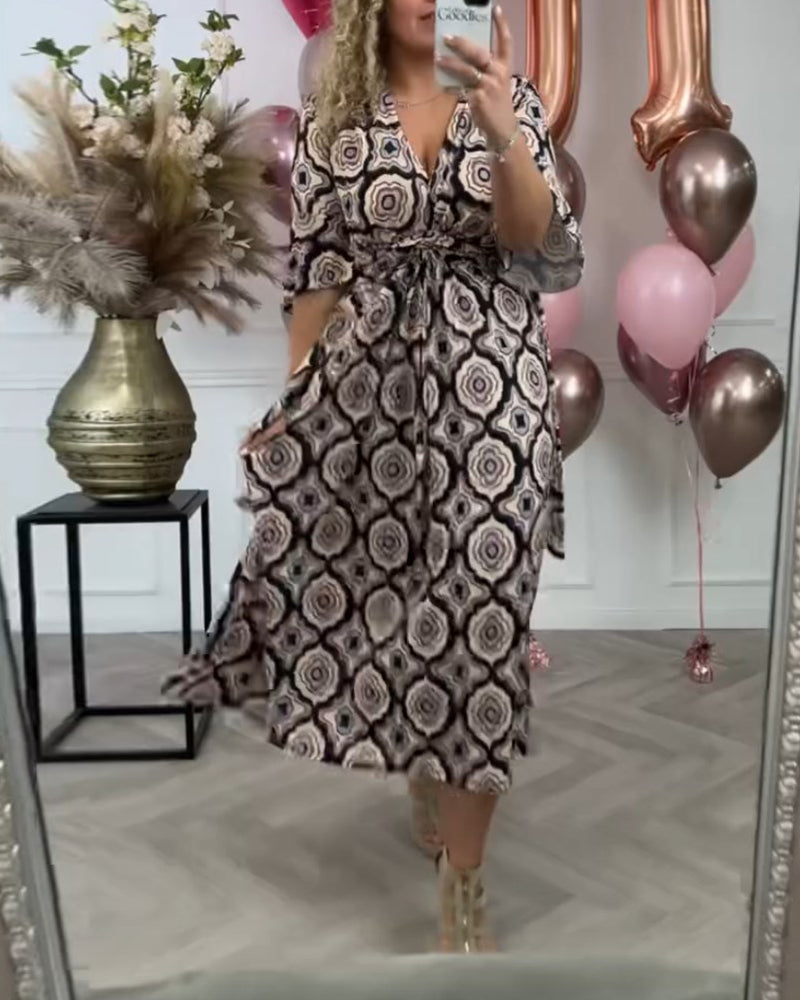 Women's casual ethnic print dress