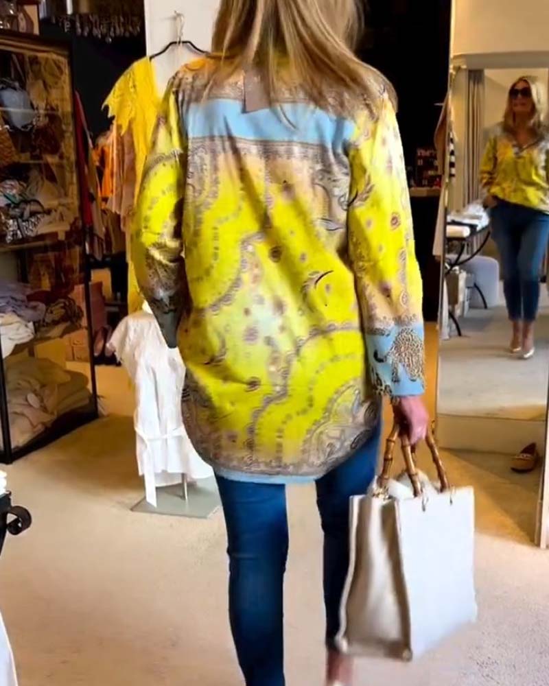 V-neck Printed Blouse