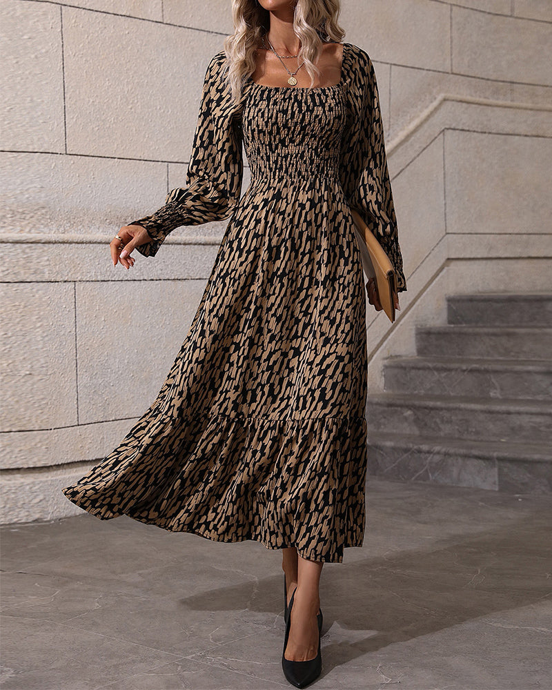 Square Neck Printed Maxi Dress