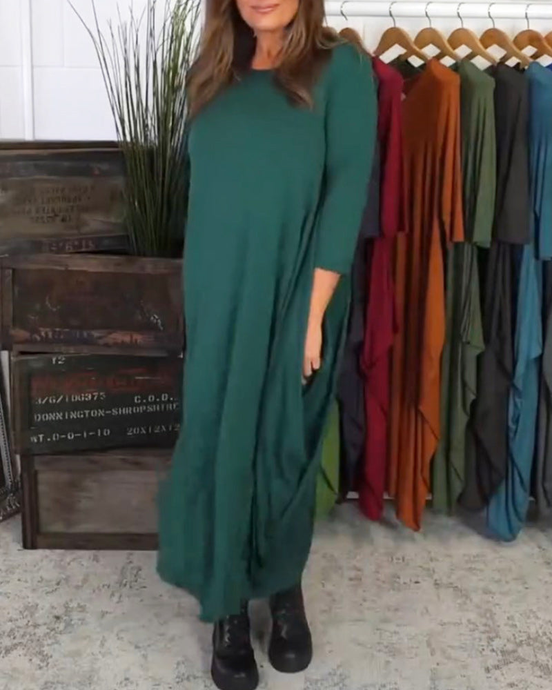 Simple solid color casual dress