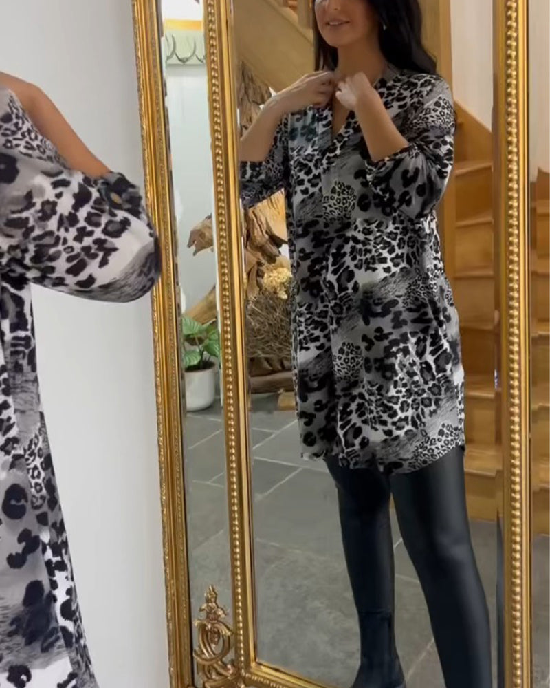 Leopard print v-neck top