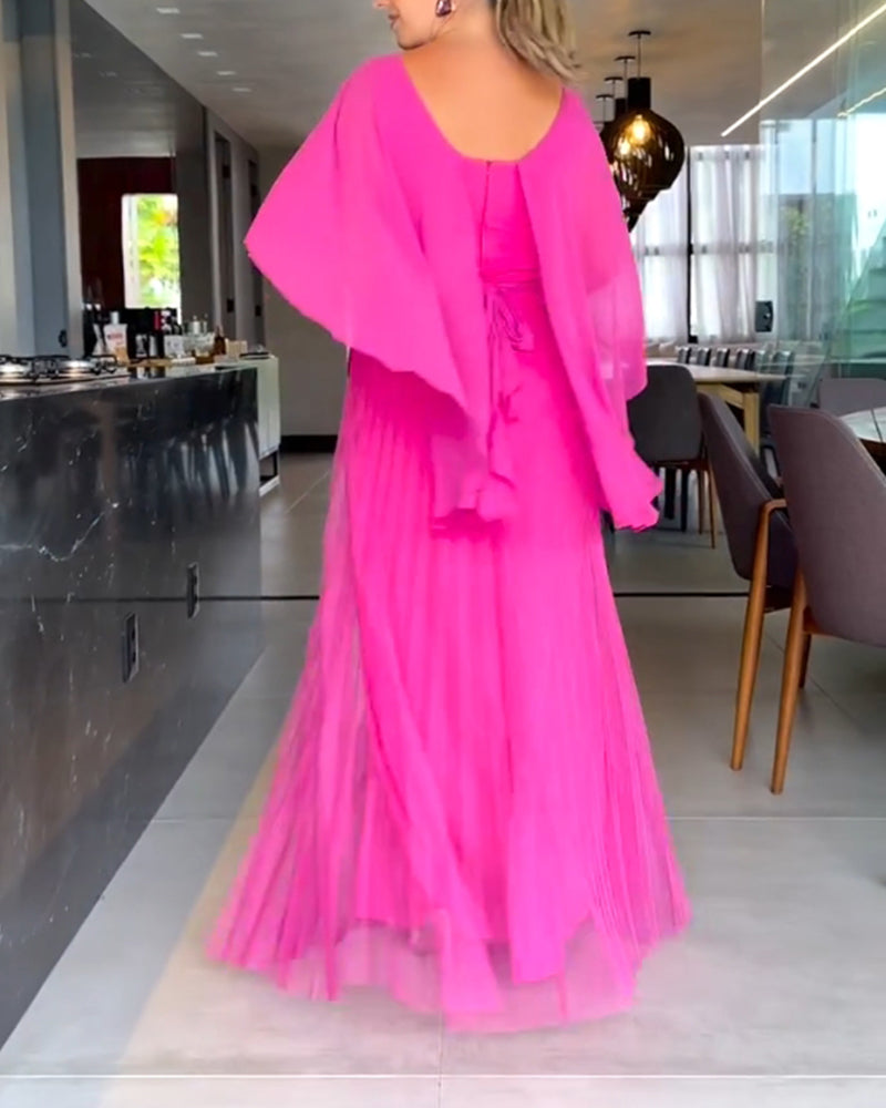 Round Neck A Line Maxi Dress