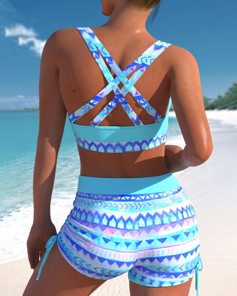 Slimming high-waisted bikini swimsuit