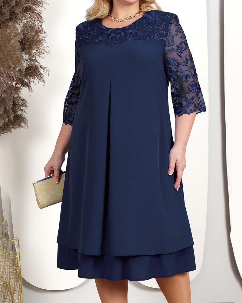 Casual Loose Embroidered Chiffon Dress