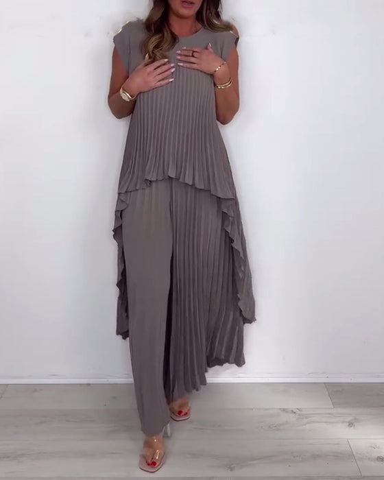 Fashionable Street Style Solid Color Two-Piece Suit