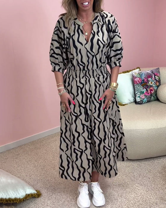 Geometric Print Dress with Pockets