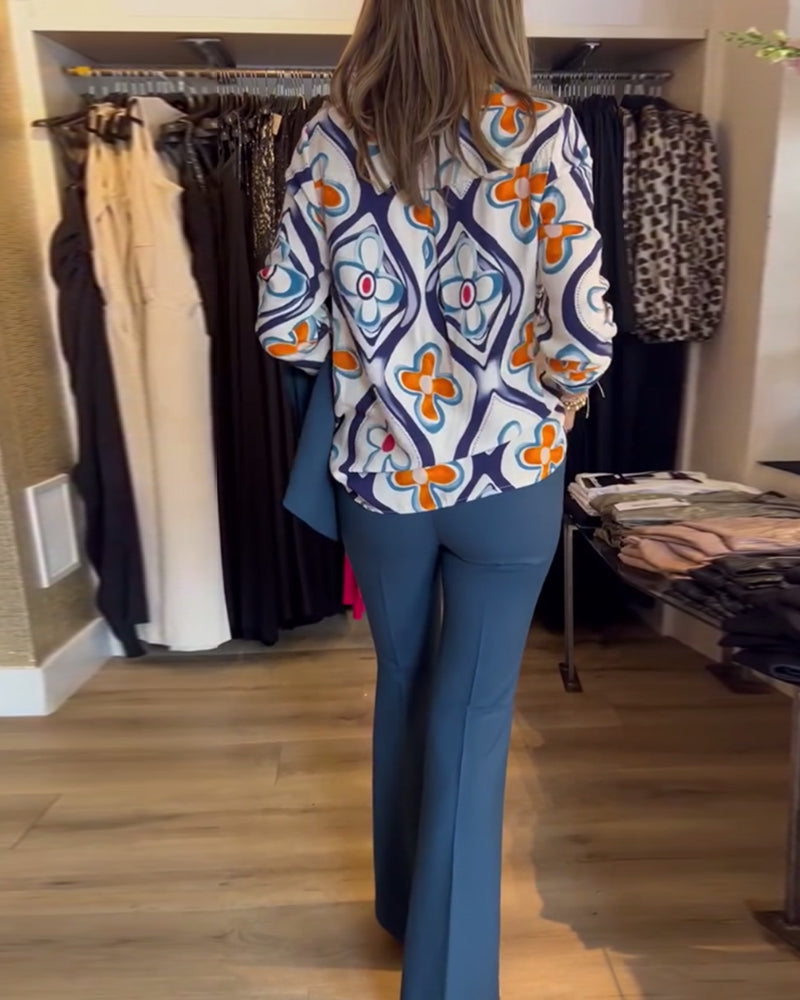 V-neck floral-printed dress