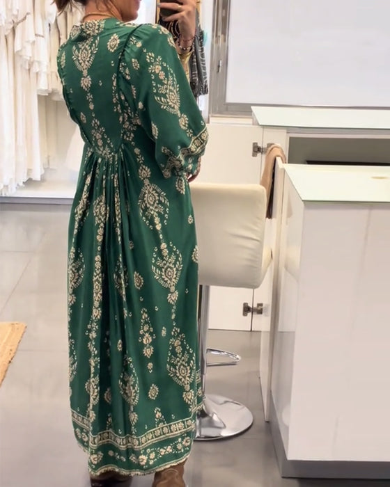 Casual Print Loose Pocket Dress
