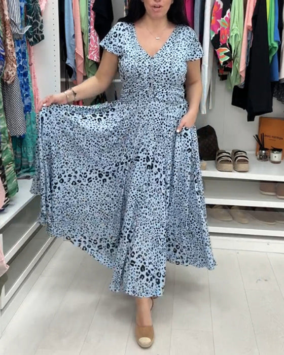 Short Sleeve V-Neck Dress