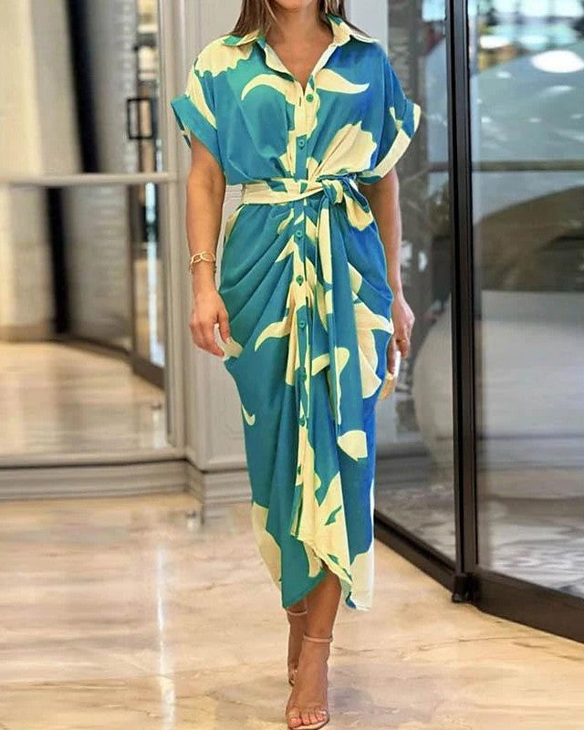 Printed shirt dress