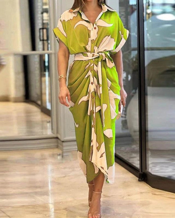 Printed shirt dress