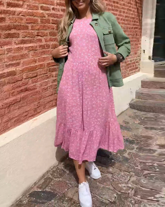 Round neck floral print dress