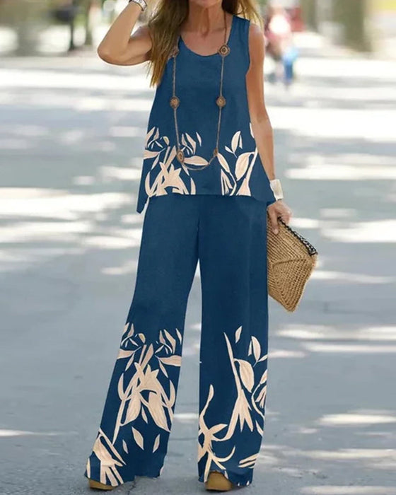 Sleeveless vest and trousers two-piece suit