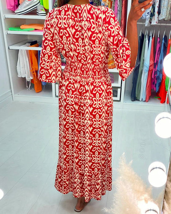 Red Printed Maxi Dress