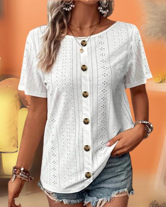 Solid color round neck T-shirt