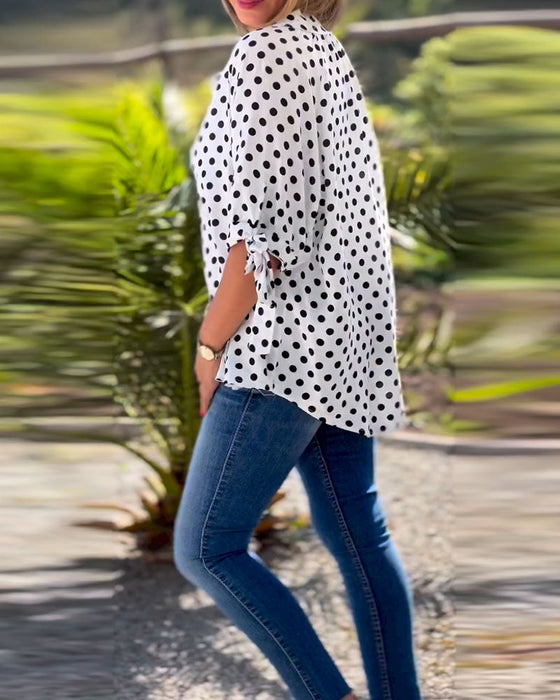 Polka Dot Print Half Sleeve Shirt