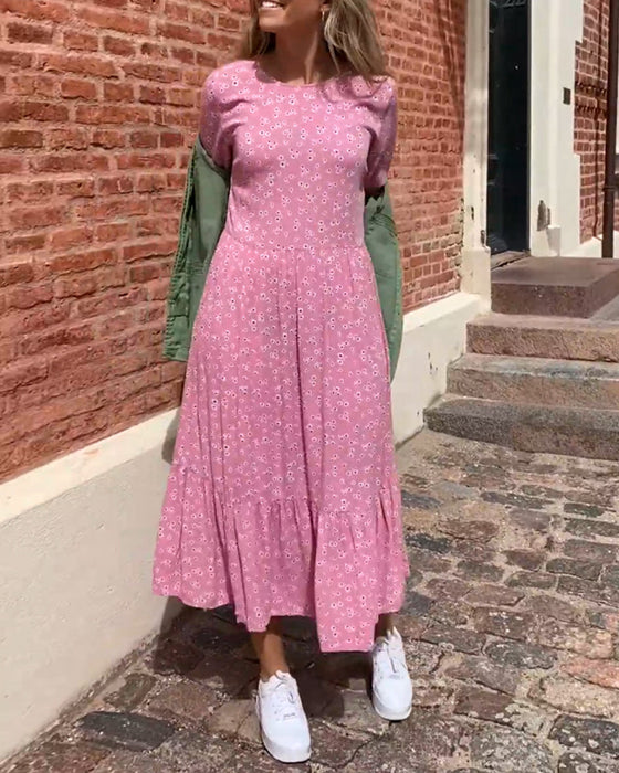 Round neck floral print dress