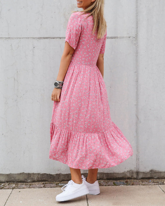 Round neck floral print dress