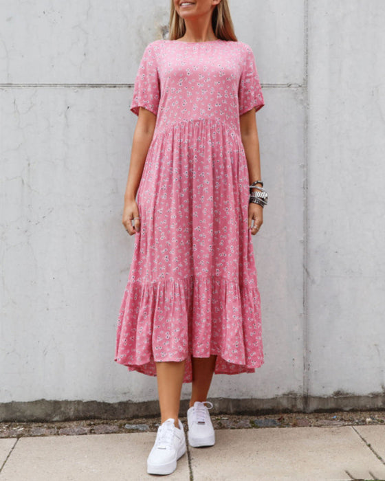 Round neck floral print dress